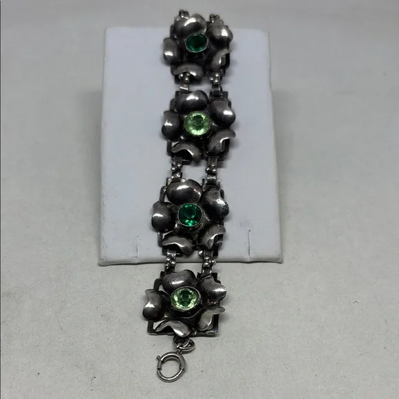 Gorgeous Hobe sterling silver floral bracelet.